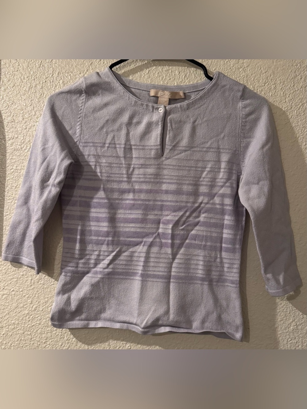 Women's Light Lavender Striped Quarter Sleeve Knit Top
